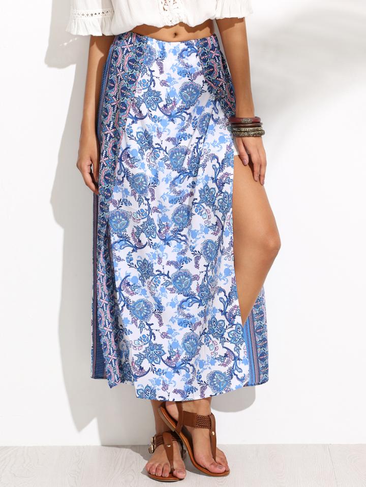 Shein Aztec Print Split Side Skirt