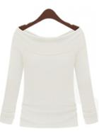 Rosewe Laconic White Long Sleeve T Shirt With Boat Neck
