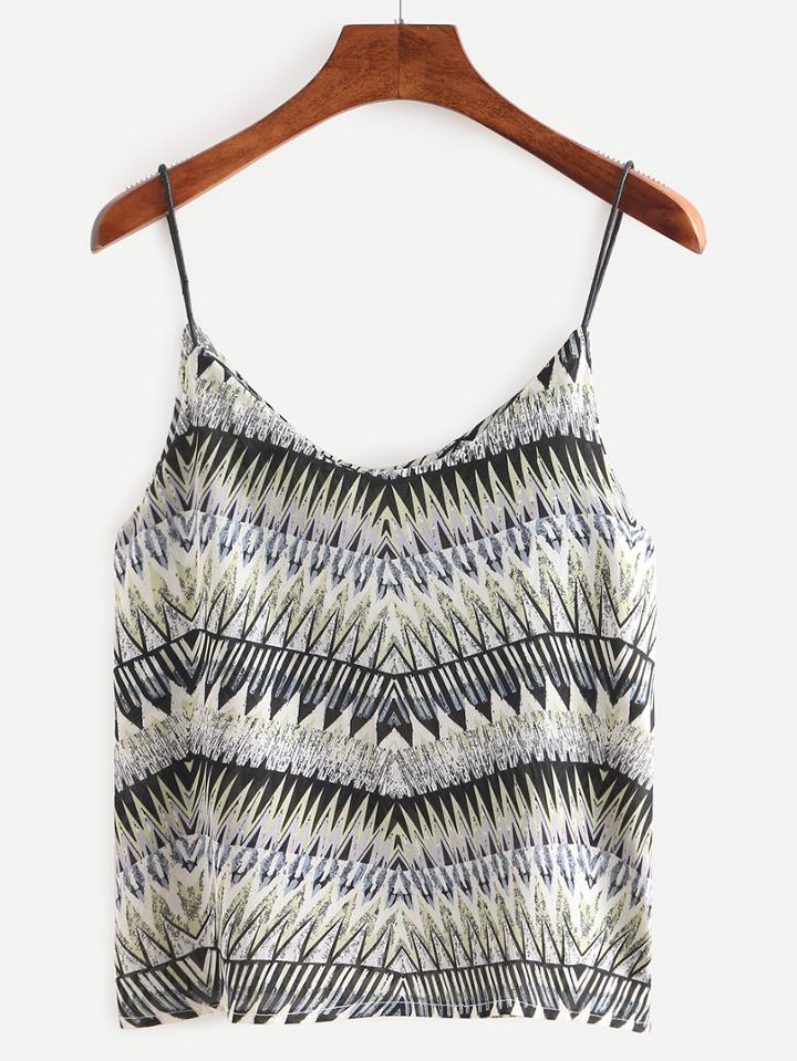 Shein Spaghetti Strap Print Chiffon Cami Top