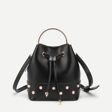 Shein Faux Pearl Decorated Bucket Pu Bag