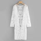 Shein Lace Open Front Long Cardigan