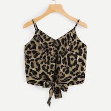 Shein Split Knot Back Leopard Print Cami Top
