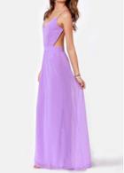 Rosewe Fascinating Purple Open Back Sleeveless Chiffon Maxi Dress