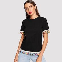 Shein Tassel Detail Tunic Tee