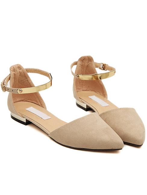 Shein Apricot Point Toe Metallic Slingbacks Flats