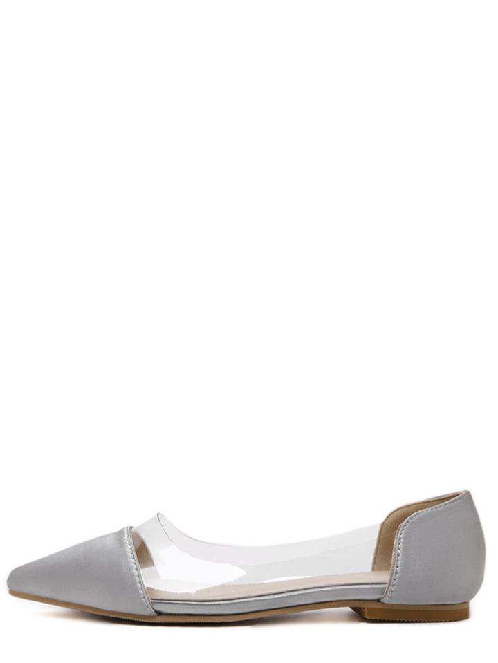 Shein Grey Pointed Toe Transparent Flats