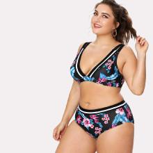 Shein Plus Flower Print Bikini Set