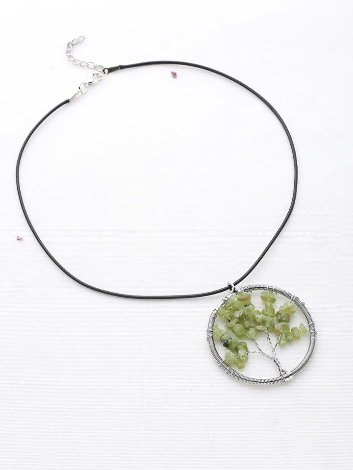 Shein Stone Life Tree Pendant Necklace