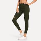 Shein Ripped Solid Skinny Jeans