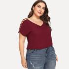 Shein Plus V-neckline Hollow Out Sleeve Top