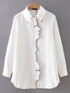 Shein Hand Collar Embroidered Blouse