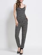 Shein Black White Striped Cami Top With Pants