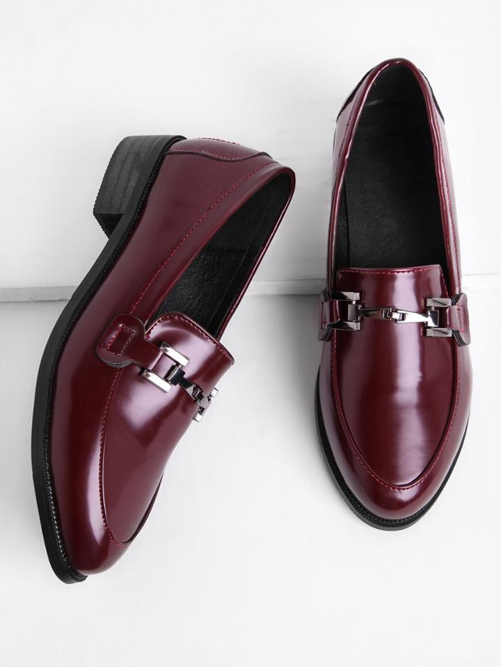 Shein Metal Detail Faux Leather Brogue Shoes