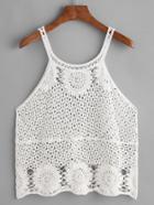Shein White Hollow Out Crochet Cami Top