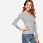 Shein Metal Button Skinny Jumper