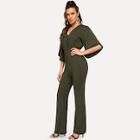 Shein V Neck Solid Flare Hem Jumpsuit