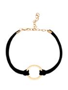 Shein Black Round Charm Suede String Bracelet