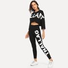 Shein Letter Print Top & Pants Co-ord