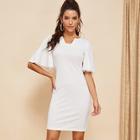 Shein Bell Sleeve Solid Bodycon Dress