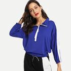 Shein Half Placket Crop Sweatshirt