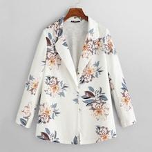 Shein Gathered Sleeve Flower Print Blazer
