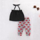 Shein Girls Halter Top With Lip Print Pants