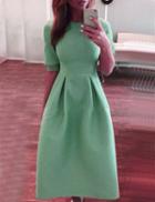 Shein Green Half Sleeve A Line Ankle Length Dress