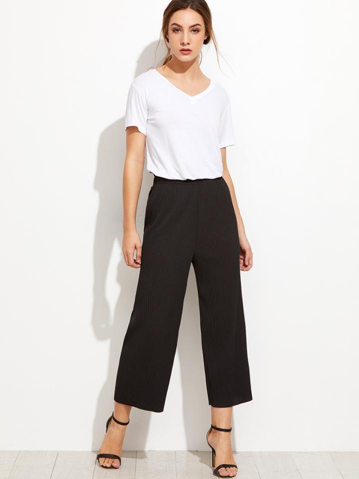 Shein Black Pleated Wide Leg Pants