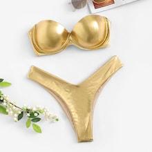 Shein Metallic Bandeau Bikini Set