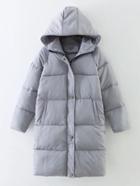Shein Longline Padded Coat With Hoodie