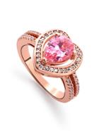 Shein Rose Gold Rhinestone Encrusted Heart Shaped Ring