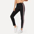 Shein Pearls Beaded Striped Pants