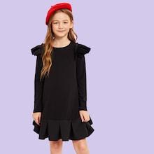 Shein Girls Ruffle Hem Trapeze Dress