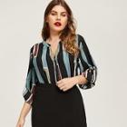 Shein Plus Rolled Tab Sleeve Shirt