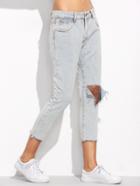 Shein Pale Blue Ripped Knees Jeans