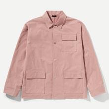 Shein Men Button Up Pocket Patched Coat