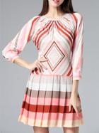 Shein Multicolor Geometric Print Pleated Dress