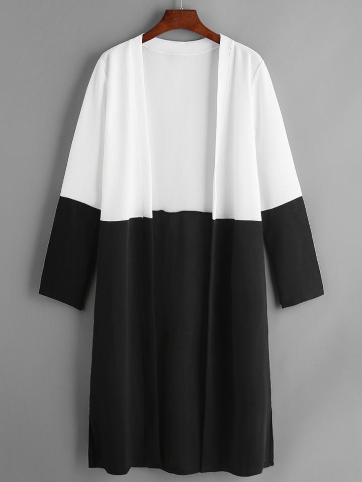 Shein Color Block Long Sleeve Coat