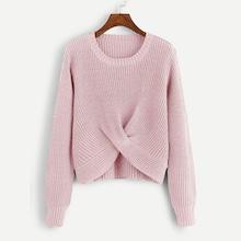 Shein Twist Detail Solid Sweater