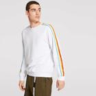 Shein Men Rainbow Striped Trim Sweatshirt