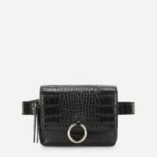 Shein Ring Detail Crocodile Pattern Pu Bum Bag