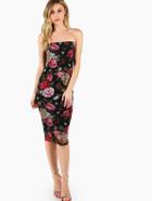 Shein Floral Overlay Bandeau Fitted Dress