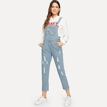 Shein Ripped Pocket Decoration Denim Overalls