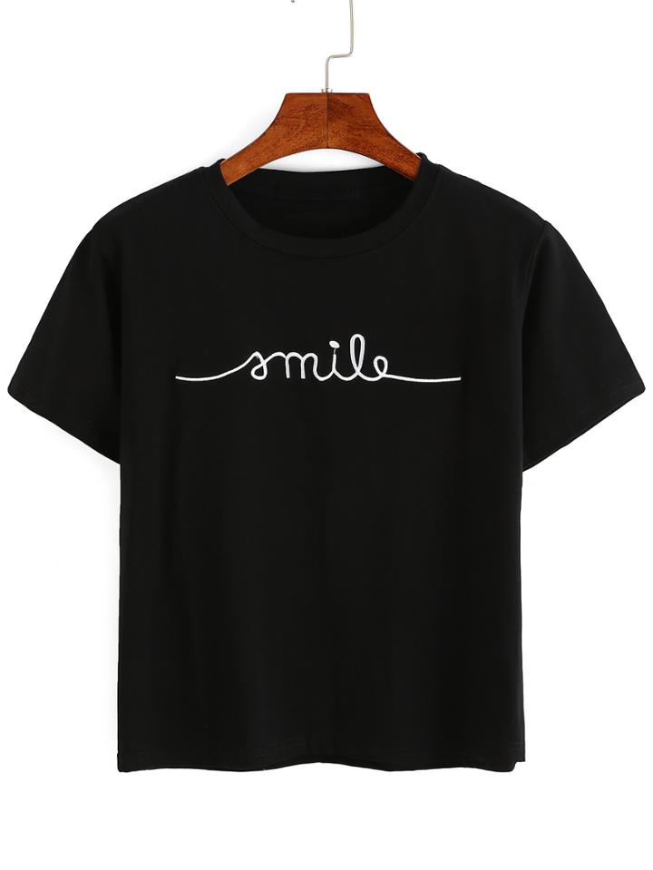 Shein Letter Embroidery T-shirt