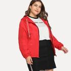 Shein Plus Zipper Up Drawstring Hoodie Jacket