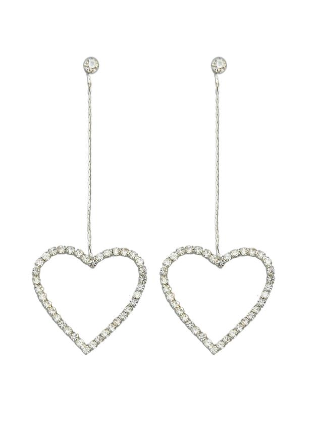 Shein Silver Color Heart Shape Long Drop Earrings