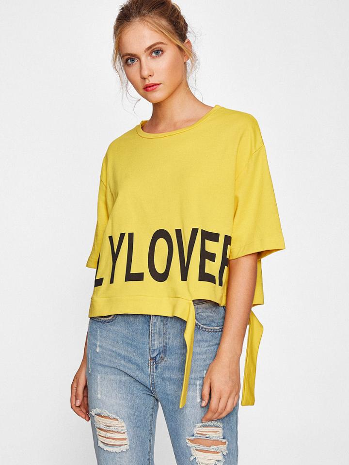 Shein Drop Shoulder Slogan Tee