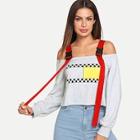 Shein Push Buckle Strap Gingham Print Sweatshirt