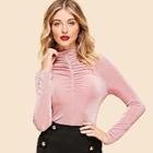 Shein Ruched Detail Mock Neck Tee