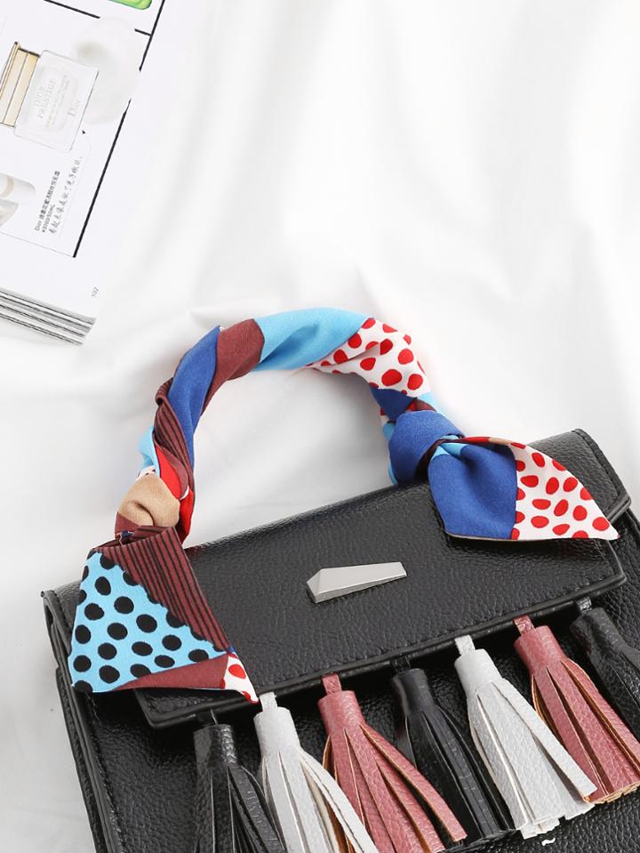 Shein Polka Dot & Geometric Print Twilly Scarf